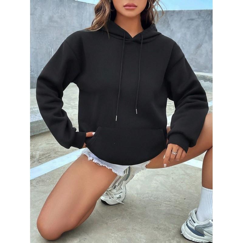 Oversized Hooded Sweatshirt Women Men Loose Fit Casual Solid Color Long Sleeve Pullover 2026