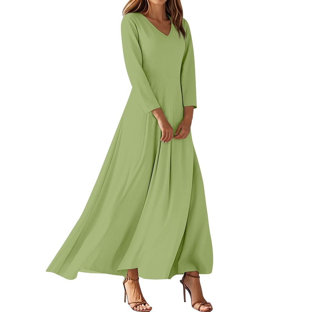 Dresses For Womens Vintage Tunic Waisted Midi Dress Summer Casual  3/4 Sleeve Dress