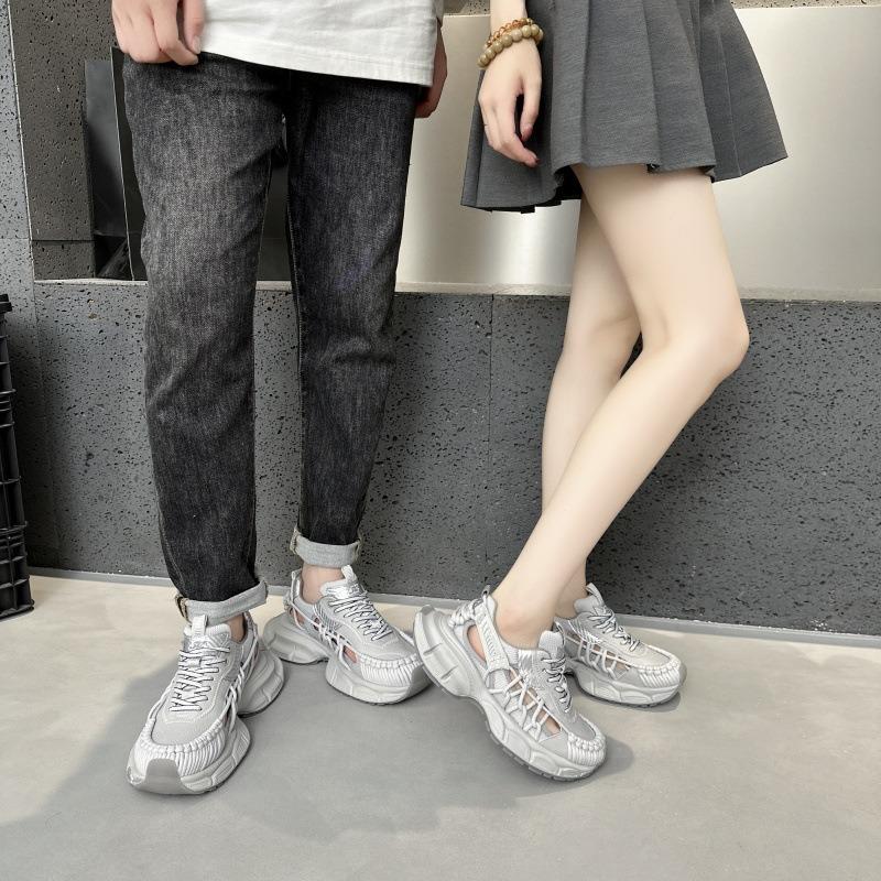 Casual shoes women's summer hollow XL men's and women's platform-soled couples' sports breathable single shoes