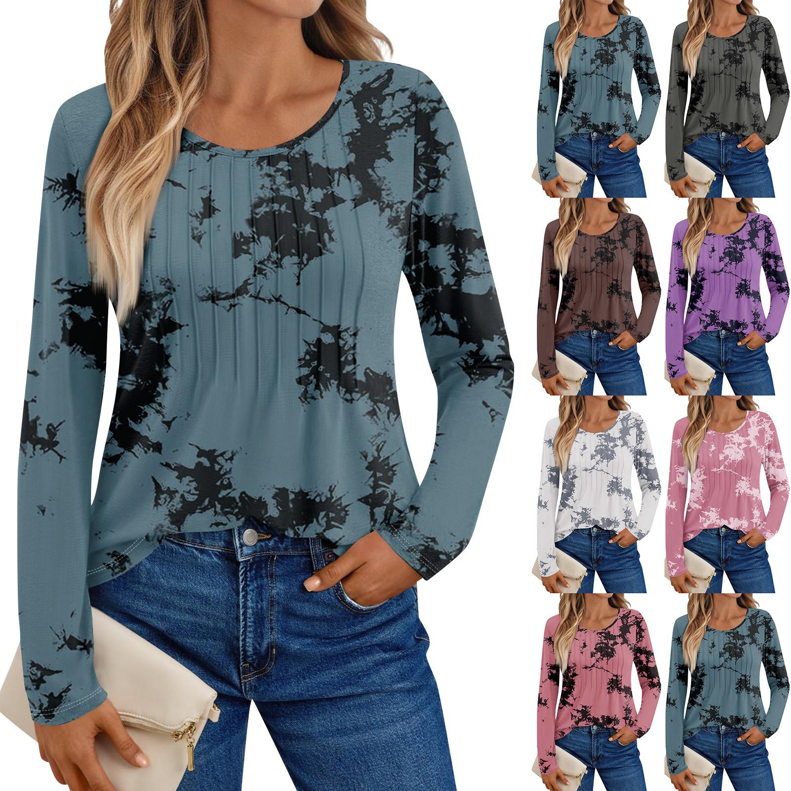 

Women s Long Sleeve Shirts Graphic Tees Casual Basic Tops Pullovers L кавовий