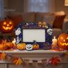 Waterproof Photo Frame Halloween Wooden Frame, Pumpkin Ghost Cat Cutout Picture Holiday Portrait Holder, Double-sided Tabletop Decor for Home
