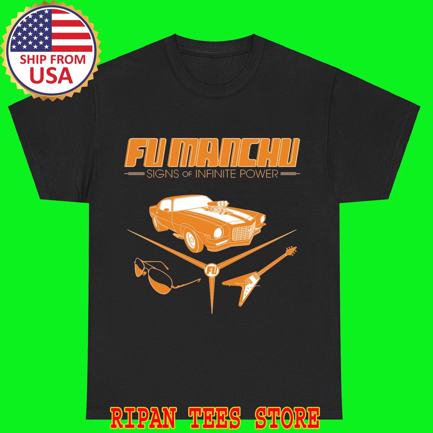 Fu Manchu Black T-Shirt Tee Top Unisex 4XL
