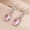 Elegant Pink Diamond Pear-Shaped Water Drop Earrings for Women: High-End Dangle Studs for a Sophisticated Look