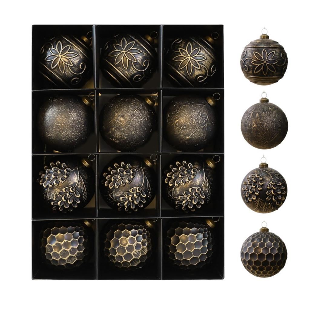8CM Antique Christmas Ball Set Of 12 Hanging Decorations For Christmas Tree Decoration And Scene Setup