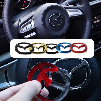 AAEX1 Car Steering Wheel Center Emblem Stickers Accessories For RX-8 626 BM BL BK GH GJ GL MX-3 MX-5 CX30 Skyactiv 626 Angksela