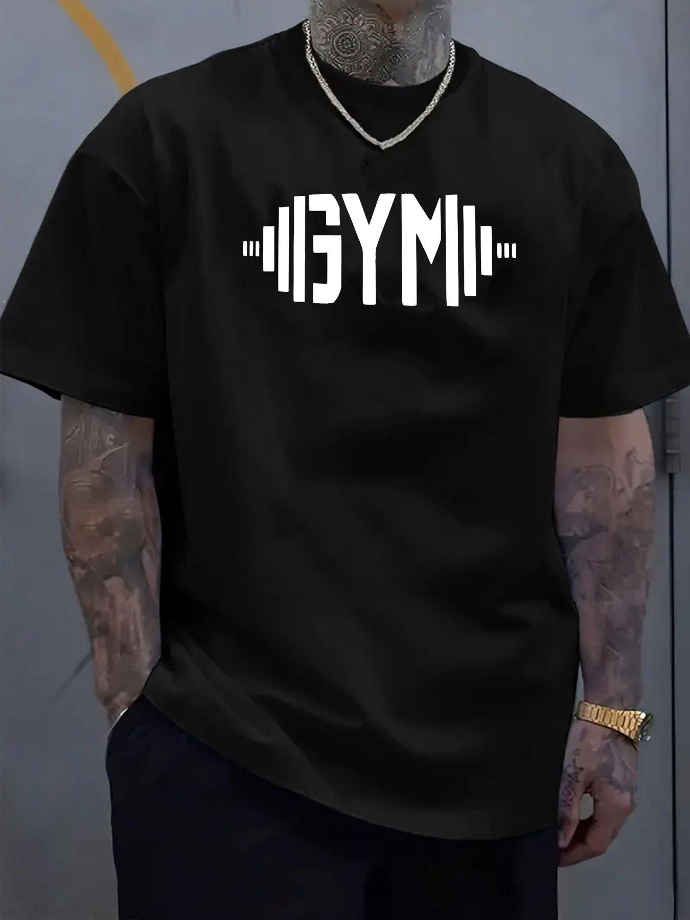 Casual Black T-shirt with  GYM  Print - Lightweight L