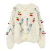 Korean Handmade Floral Knit Cardigan - Autumn/Winter Long Sleeve Sweater
