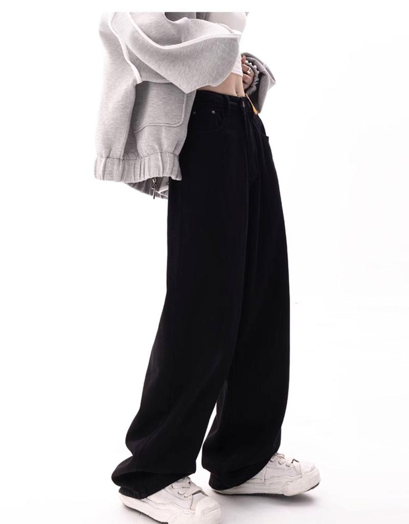 American Black Plus Size High Waist Wide Leg Jeans for Women