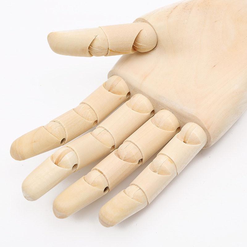 Right Left Wooden Hand Model Sketching Drawing Jointed Movable Fingers Mannequin