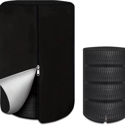 Waterproof Tire Cover with Waterproof Zipper - 210D Dual-Sided, Dirt-Resistant for Indoor & Outdoor Storage Needs