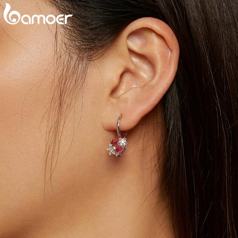 Orecchini A Cerchio Floreali In Argento Sterling 925 Con Finitura Oro Rosa - Regalo Per Donna, Feste E Compleanni - 2