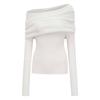 European One-Shoulder Pleated Knit Slim-Fit Sweater for Women