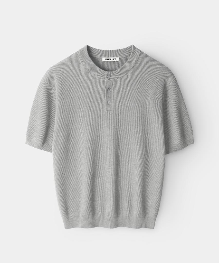 INDUST Crop Muscle Henley Neck Half Knit_4 Colors