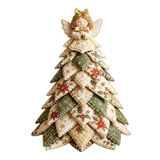 DIY Fabric Quilted Tree Decoration Christmas Kit,3D Patchwork Craft Set for Handmade Holiday Decor Home Beginners,Tabletop with Snowman/Reindeer/Santa