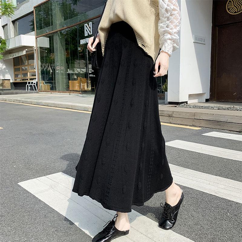 

Вязаная миди-юбка для женщин Осень и Зима С высокой талией Средней длины Вязаная юбка А-силуэта 3XL