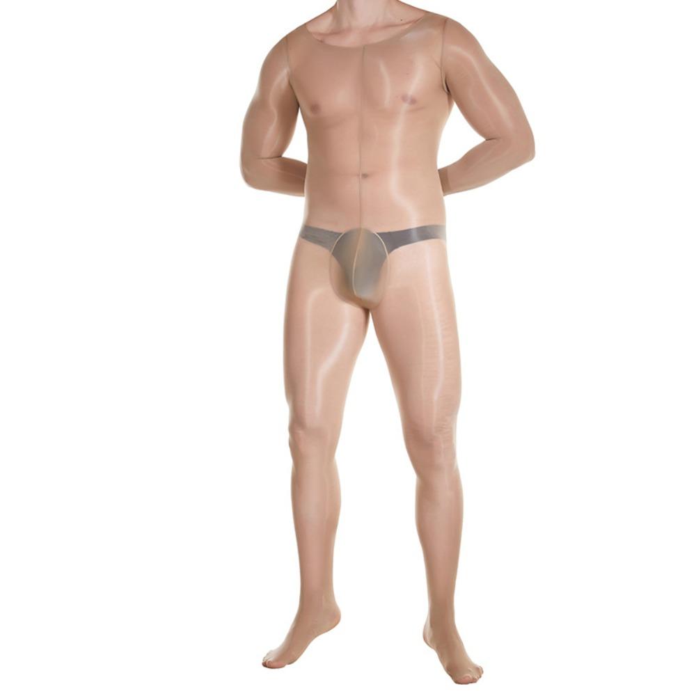 Qing Homer Oil Men's One-piece Stockings Bright Ultra-thin Sexy Jj Set Masturbation Plane Sex Bare Legs Tights