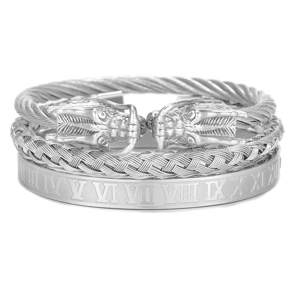 Geometrisches Offenes Armreif aus Titanstahl für Herren und Damen Trendiger Schmuck Geschenk für Reisen