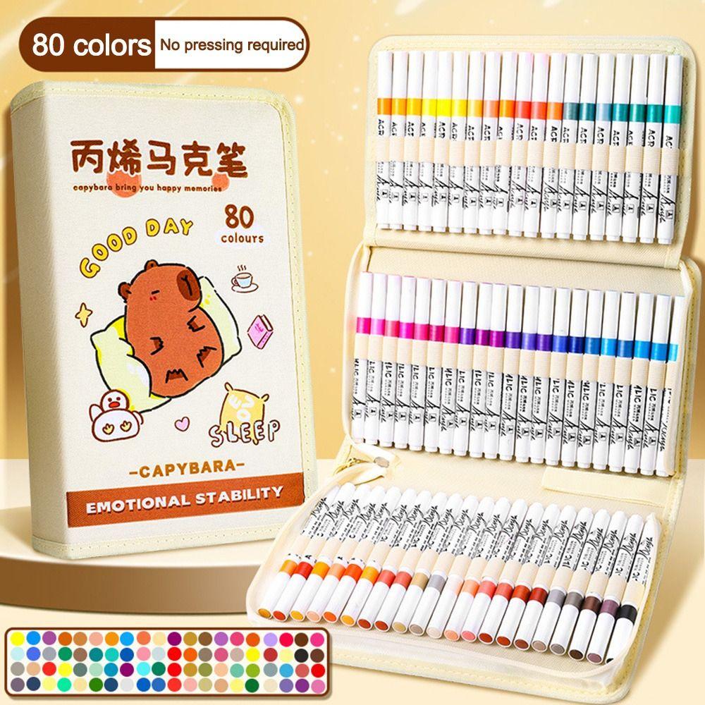 

12/24/36/48 кольорів Capibara дитяча акрилова ручка канцелярське приладдя художня фарба пензель школа офіс 80 colors