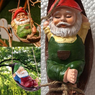 Dwarf Swinging Hammock Ornament Resin Character Crafts Outdoor Garden Ornament