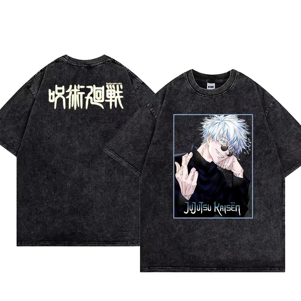 Jujutsu Kaisen Sommervasket Vintage T-skjorte Satoru Gojo Ryomen Sukuna Kortermet Anime Herre og Dame Topper