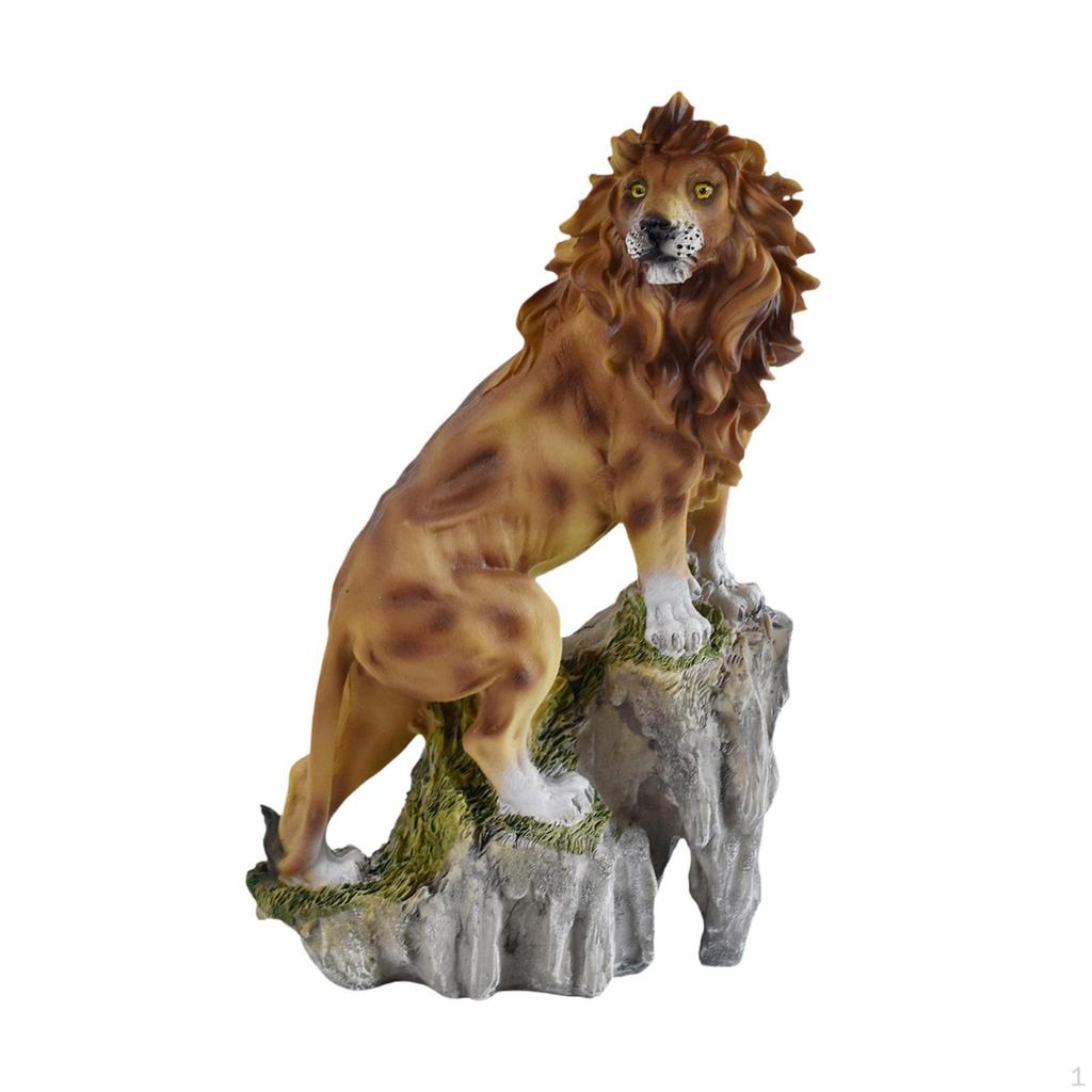 Lion Figurine In Resin, 11.42inch Height, Tabletop Decor for Cafes And
