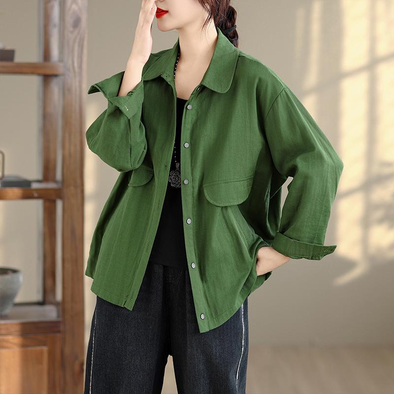 DIMANAF 2025 Autumn Plus Size Blouse Shirt Women Long Sleeve Loose Casual Lady Tops Cotton Buttons