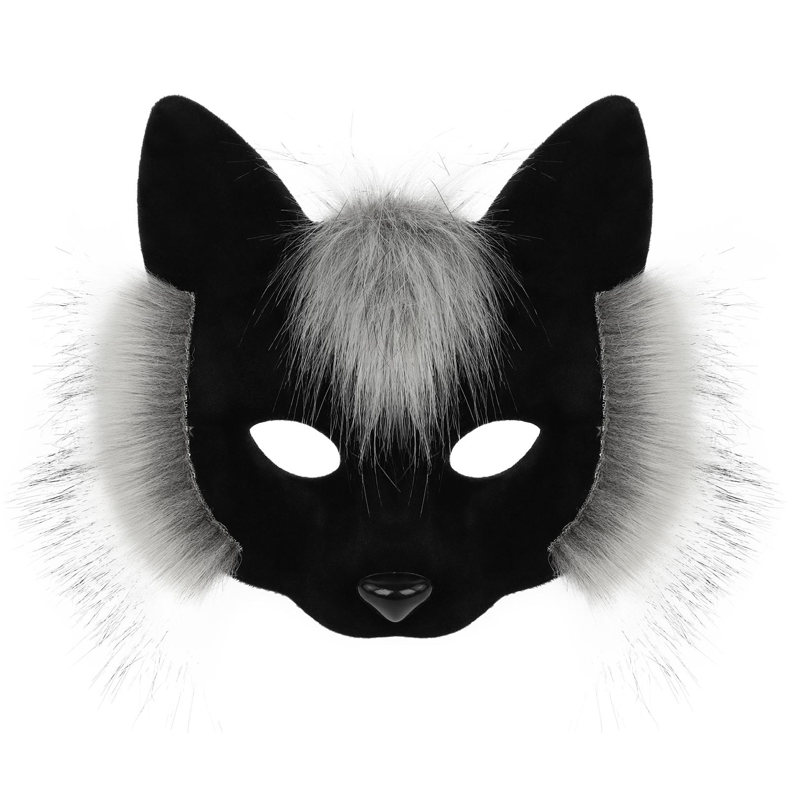 

Trendy Animal Half Face Masks Fox Cat Mask Costumes Props For Halloween Cosplay Party