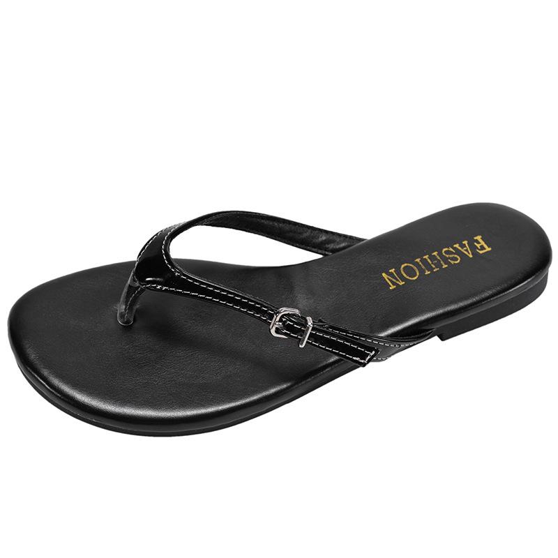 Röda exklusiva halkfria flip-flops med platt sula för dam 2025 ny sommarkollektion att bära med kjol franska sandaler