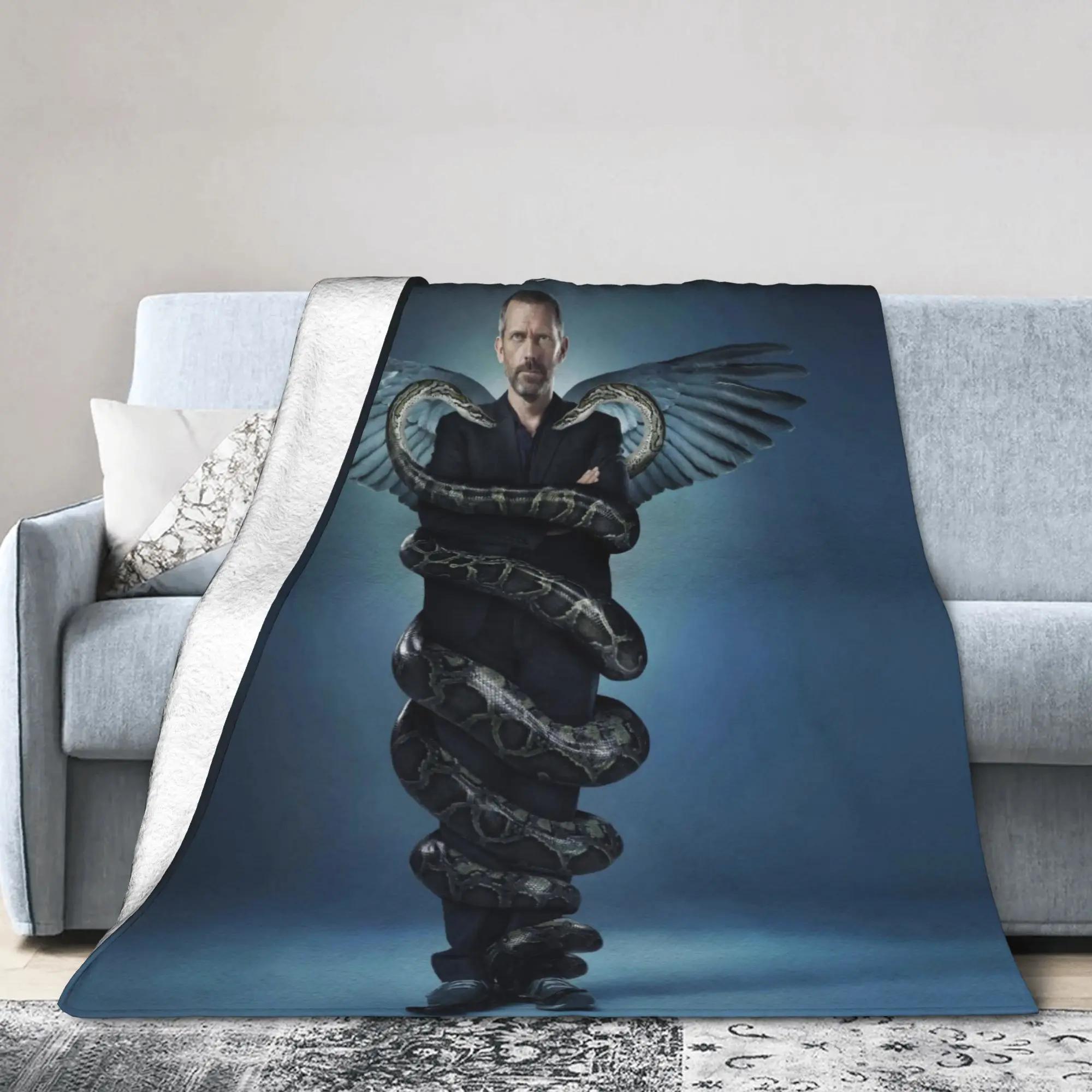 Фланелевое одеяло из сериала «Доктор Хаус» Зимнее Мягкое Прочное Плед для Гостиной Дивана Кровати Студенческого Общежития Домашний Уют 40x50in