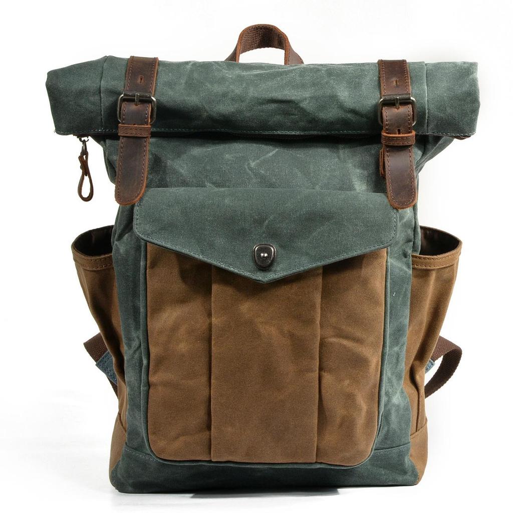 Unisex Retro Backpack: Oil Wax Canvas for Travel, Outdoor Sports, Mountaineering, and Laptop Use