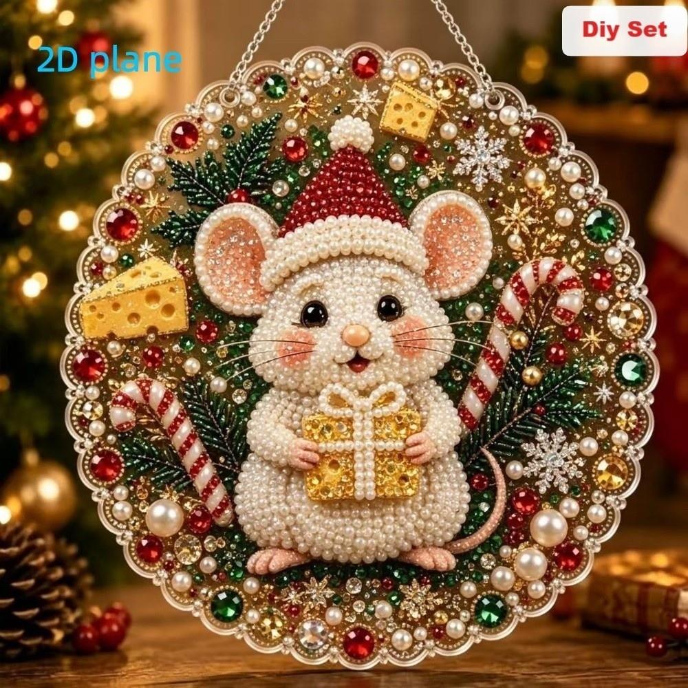 2D Flat Acrylic DIY  Painting Pendant Round Santa Beaded Sun Catcher  Holiday Party