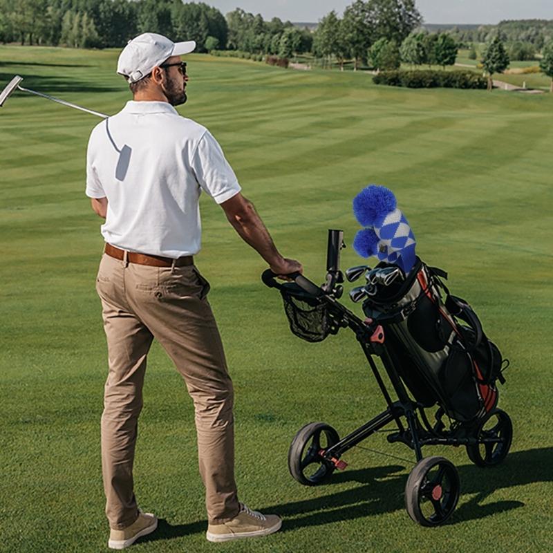 3Pcs Knitted Golfing Club Head Covers Knitted Golfing Driver Headcover Golfing Wood Head Covers Golfing Club Accessories