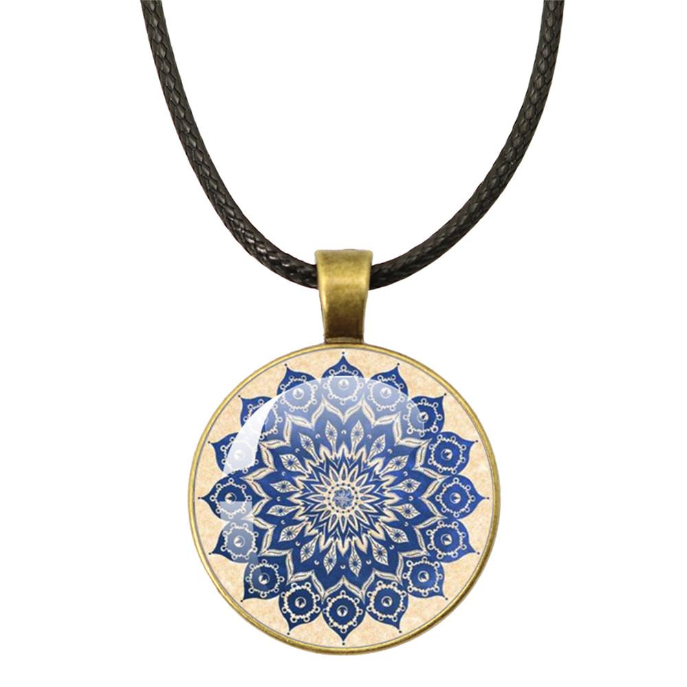 Tree of Life Rope Chain Glass Pendant Necklaces For Women Yoga Mandala Necklaces Gift Charm Beautiful Mandala Women Jewelry