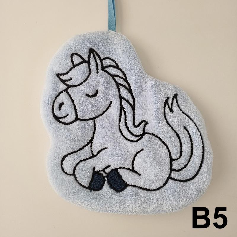 Cartoon Cute Pony Hand Towel Coral Fleece Home Kitchen Wipes Horse Thickened Hanging Absorbent Towels For Bathroom Home Decor