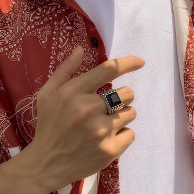 Trendy New Ring Korean Version Ins Style Men's Ring Design Sense Metal Ring Street Hip-Hop Style Ring
