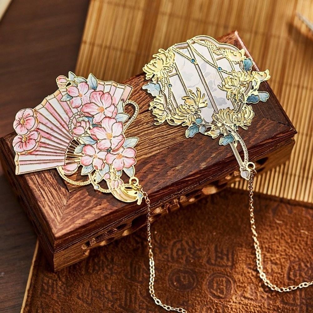 With Tassel Hollow Bookmark Bronzing Floral Bookmark Reading Clip Metal Bookmark  Book Club