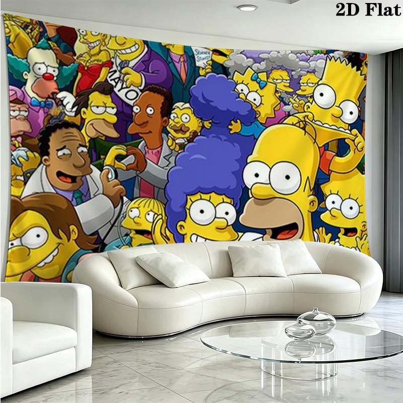 Cartoon The Simpsons Wall Tapestry Aesthetic Wall Hanging Printed Fabric Blanket Decorative Tapestries for Bedroom Living Room Home Decor