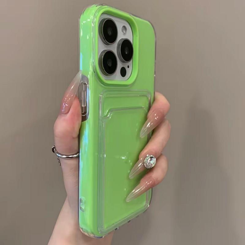 NEW 2 in1  TPU+PC Card Bag Candy Color Phone Case For iPhone 16 15 Pro Max 12 13 14 11 Protective Cover Funda Coque