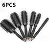 Professional 1/6PCS Black Boar Bristles Round Hair Comb Hairdressing Hair Brush Anti-Static Barber Salon Styling Tools