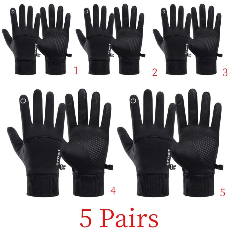 Noir hiver chaud doigts complets imperméable à l'eau cyclisme Sports de plein air course moto Ski écran tactile gants polaires