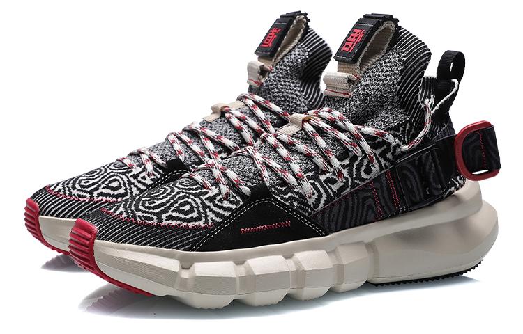 LiNing Essence 2.3 Cushioning Anti-Slip And Wear-Resistant Coverage Support Mid-Top Casual Shoes Men's Black White AGBP095-8
