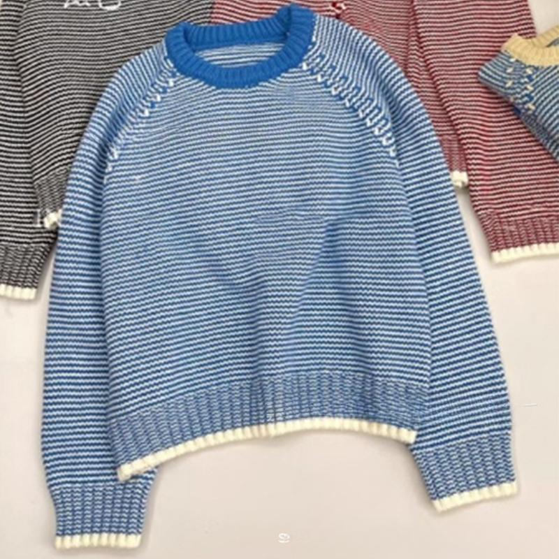 Kontrastowy sweter w paski, miękki, woskowany, damski, jesienno-zimowy, pogrubiony, wysokiej klasy, koreańska wersja luźnego swetra pulowera