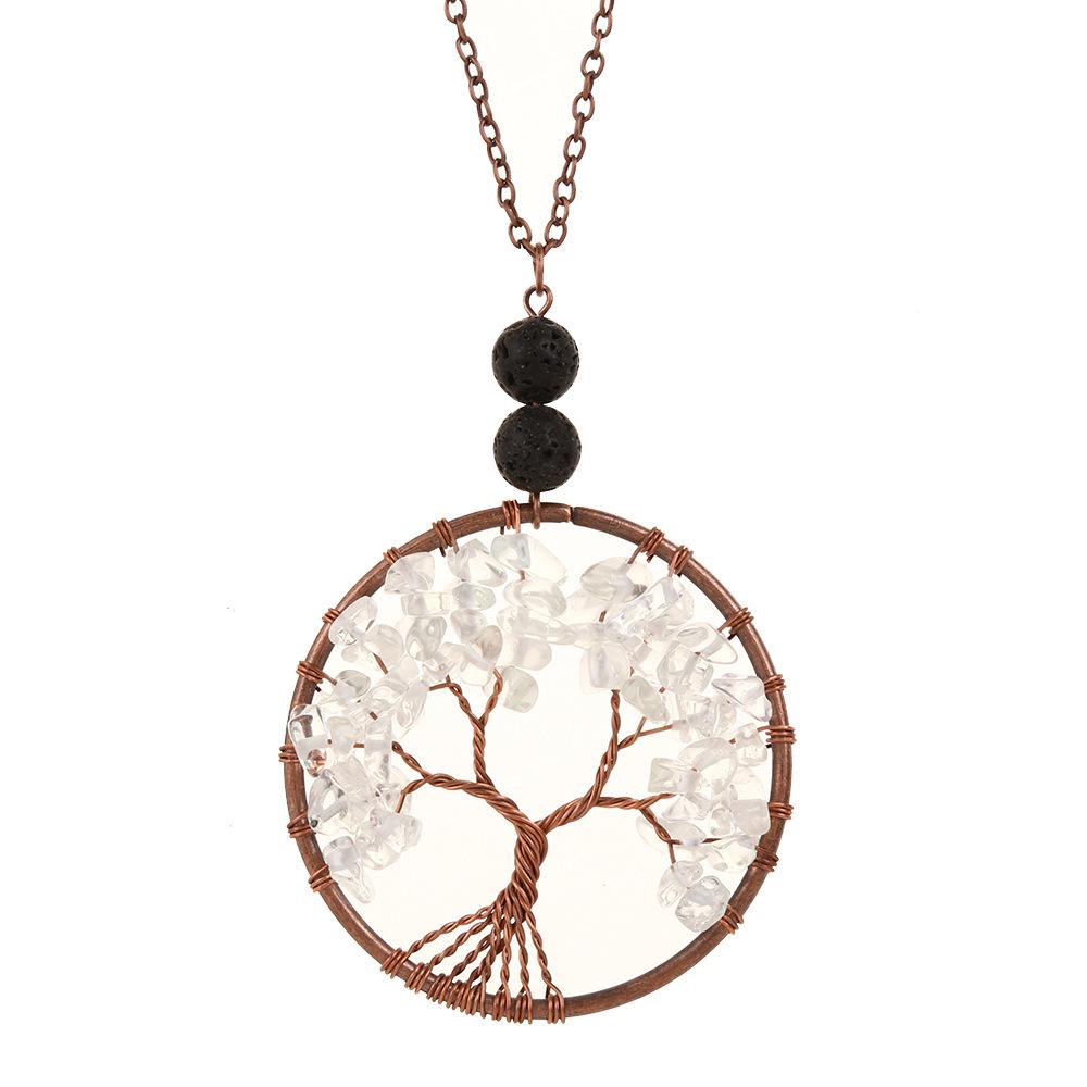 Natural Stone Crystal, Aromatherapy Volcanic Stone Pure Hand-Wound Gravel Tree Root Life Tree Necklace N14