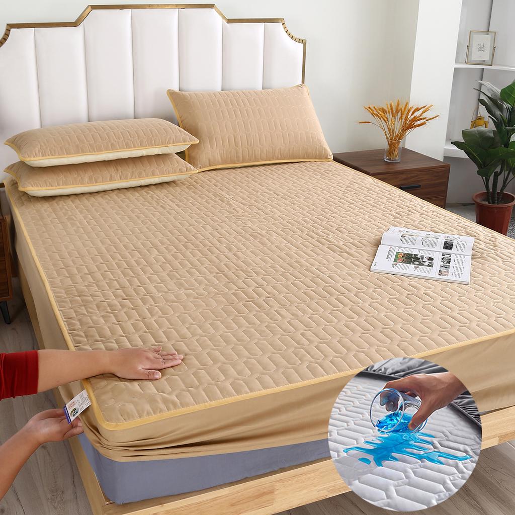 Waterproof Cartoon Quilted Fitted Sheet, Bedspread With Elastic Band, Non Slip Sheet, King Size Bed (without Pillow Case)
