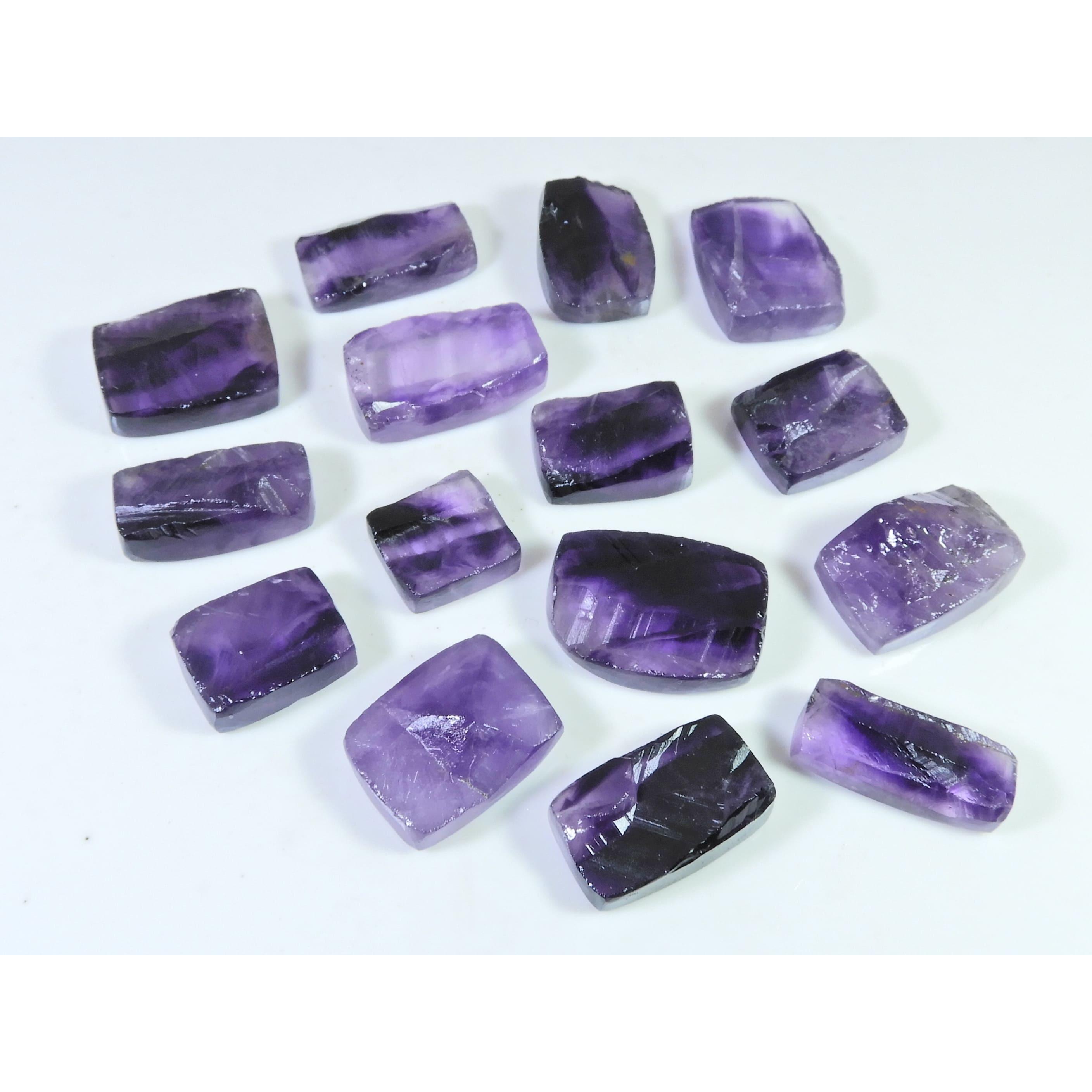 337Cts. Natural Amethyst Druzy Octagon Cabochon Loose Gemstone 15Pcs Lot C-1237