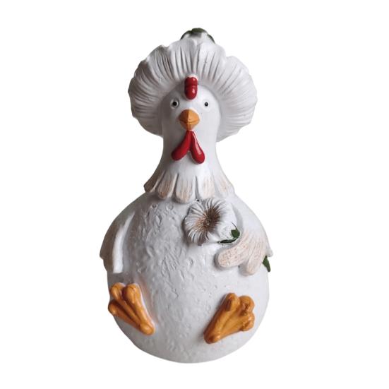 Figurka Kury, Urocza Żywiczna Statuetka Kurczaka, Mała Figurka Zwierzęcia Gospodarskiego na Stół do Ogrodu, Tarasu, Trawnika, Dekoracja Domu