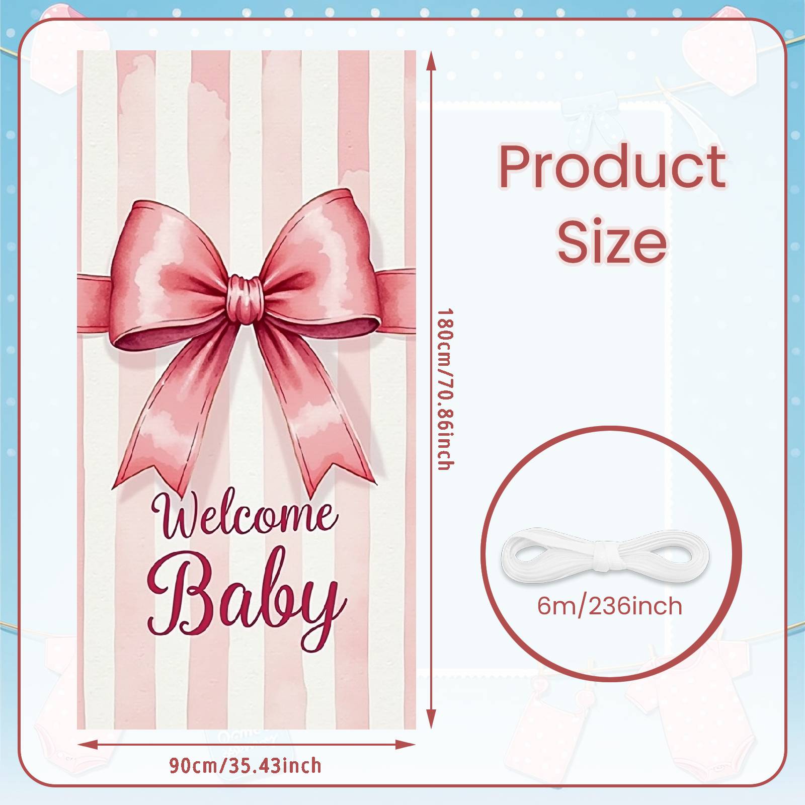 

Party Banner Blue & White Striped Gender Reveal Banner Shower Display Warm Celebration Background