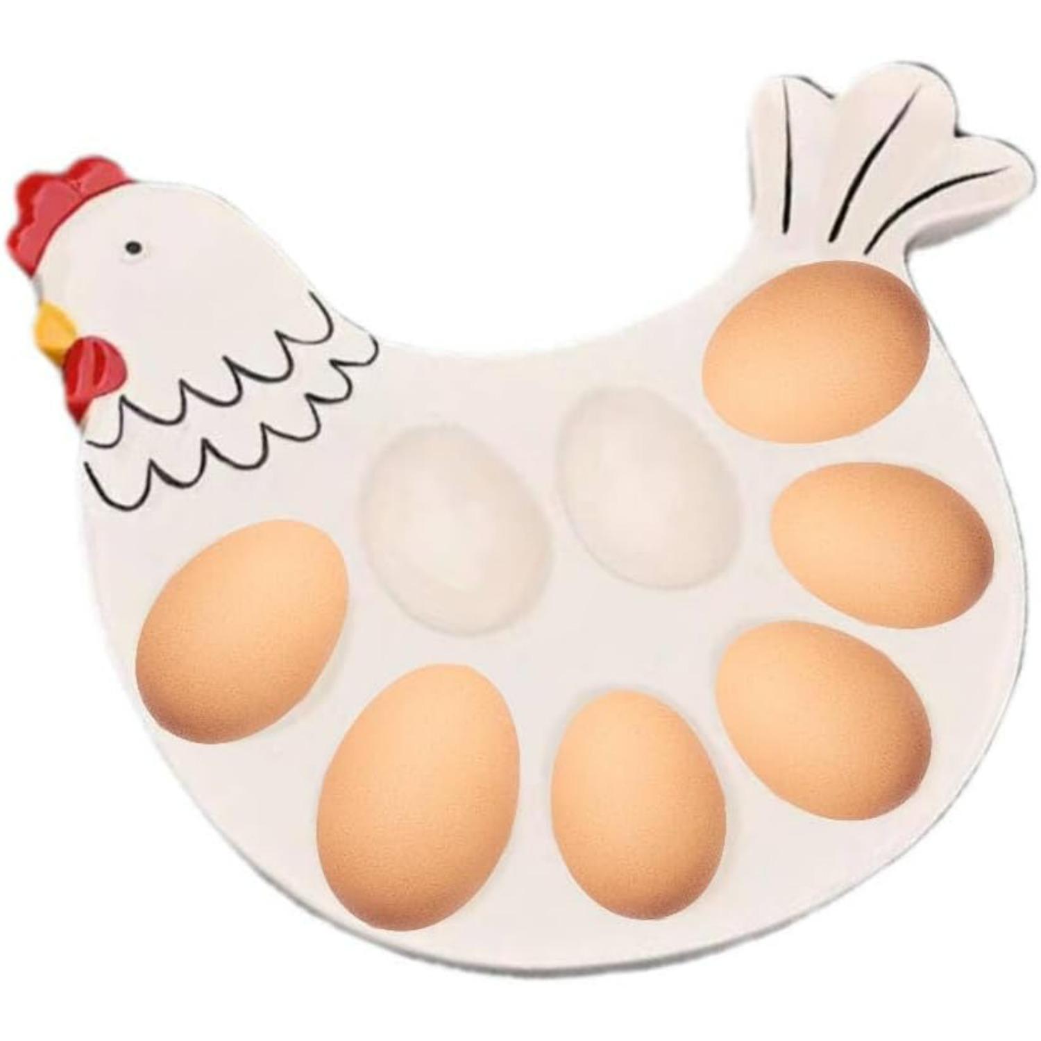 Ceramic Egg Tray, Rooster Shaped Egg Dinner Plate, Tableware, and Egg Display Rack M