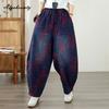 Korean Fashion Plus Size Spring Autumn Women Harem Jeans High Waist Floral Print Baggy Denim Trousers Vintage Oversized Ladies' Jeans