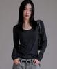 LIKE THE MOST U Round Basic Long Sleeve T-Shirt_Charcoal